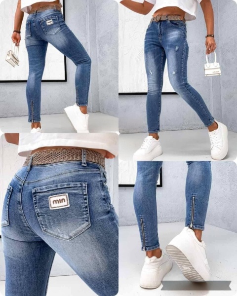 NEW Jeansy Zip z paskiem