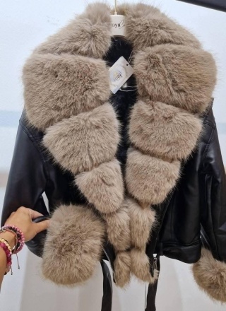 NEW UNIKATOWA KURTKA EKO Z FUTERKIEM