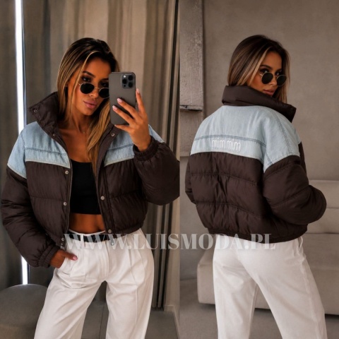 KURTKA PIKOWANA WSTAWKI JEANS