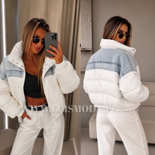 KURTKA PIKOWANA WSTAWKI JEANS