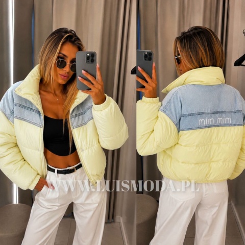 KURTKA PIKOWANA WSTAWKI JEANS
