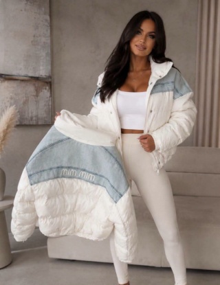 KURTKA PIKOWANA WSTAWKI JEANS