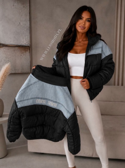 KURTKA PIKOWANA WSTAWKI JEANS