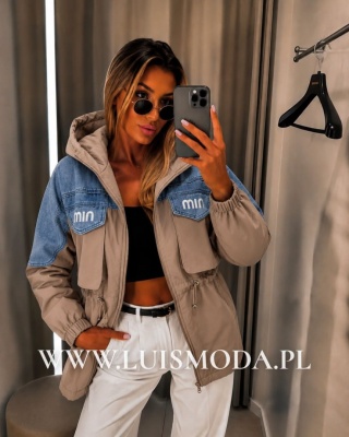 PARKA OCIEPLANA WSTAWKI JEANS
