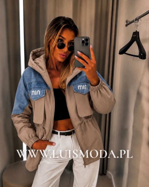 PARKA OCIEPLANA WSTAWKI JEANS