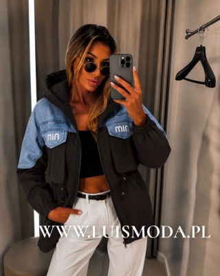 PARKA OCIEPLANA WSTAWKI JEANS