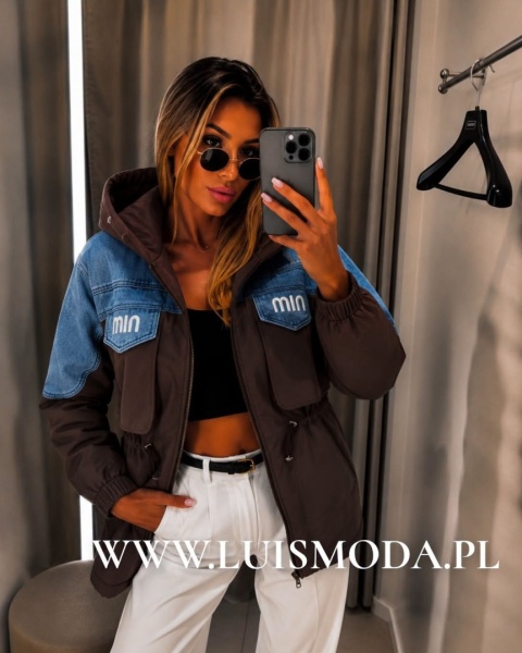 PARKA OCIEPLANA WSTAWKI JEANS